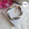 MIRALYS || Bracelet Crocheté Fait Main en Acier Inoxydable et Perles “Miyuki” - Vitrail & Blanc