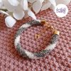 MIRALYS || Bracelet Crocheté Fait Main en Acier Inoxydable et Perles “Miyuki” - Vitrail & Blanc