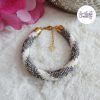 MIRALYS || Bracelet Crocheté Fait Main en Acier Inoxydable et Perles “Miyuki” - Vitrail & Blanc