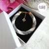 MIRALYS || Bracelet Crocheté Fait Main en Acier Inoxydable et Perles “Miyuki” - Vitrail & Blanc