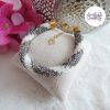 MIRALYS || Bracelet Crocheté Fait Main en Acier Inoxydable et Perles “Miyuki” - Vitrail & Blanc