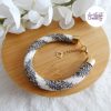 MIRALYS || Bracelet Crocheté Fait Main en Acier Inoxydable et Perles “Miyuki” - Vitrail & Blanc