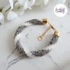 MIRALYS || Bracelet Crocheté Fait Main en Acier Inoxydable et Perles “Miyuki” - Vitrail & Blanc