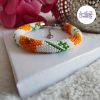 POPPY || Bracelet Crocheté Fait Main en Acier Inoxydable et Perles “Miyuki” - Blanc & Oranger