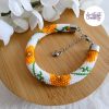 POPPY || Bracelet Crocheté Fait Main en Acier Inoxydable et Perles “Miyuki” - Blanc & Oranger