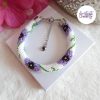 POPPY || Bracelet Crocheté Fait Main en Acier Inoxydable et Perles “Miyuki” - Blanc & Violet