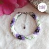 POPPY || Bracelet Crocheté Fait Main en Acier Inoxydable et Perles “Miyuki” - Blanc & Violet