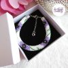POPPY || Bracelet Crocheté Fait Main en Acier Inoxydable et Perles “Miyuki” - Blanc & Violet