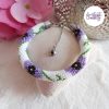 POPPY || Bracelet Crocheté Fait Main en Acier Inoxydable et Perles “Miyuki” - Blanc & Violet