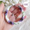 POPPY || Bracelet Crocheté Fait Main en Acier Inoxydable et Perles “Miyuki” - Blanc & Violet