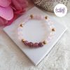 AELORIA || Bracelet Elastique fait-main en Acier Inoxydable & Perles Lépidolite, Quartz Rose