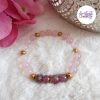AELORIA || Bracelet Elastique fait-main en Acier Inoxydable & Perles Lépidolite, Quartz Rose