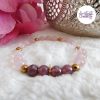 AELORIA || Bracelet Elastique fait-main en Acier Inoxydable & Perles Lépidolite, Quartz Rose