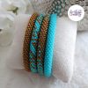 ELORA || Bracelet Crocheté Fait Main en Perles “Miyuki” – Bronze & Turquoise