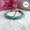 ELORA || Bracelet Crocheté Fait Main en Perles “Miyuki” – Bronze & Turquoise