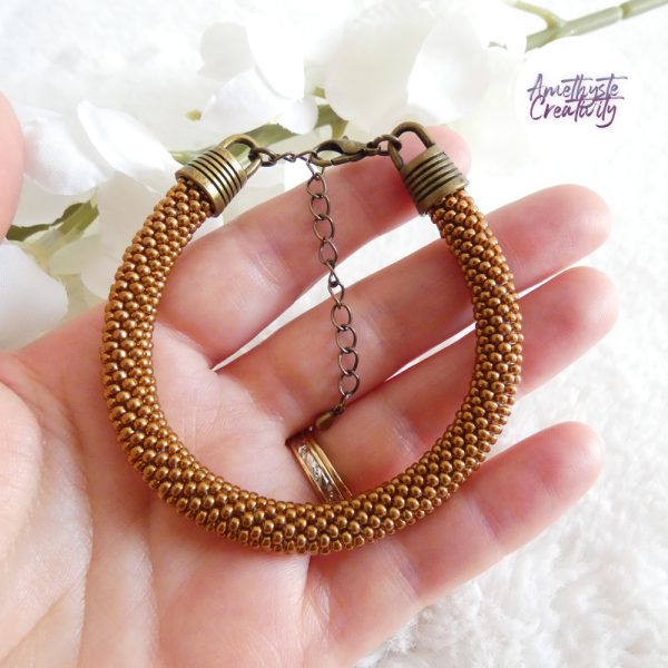 ELORA || Bracelet Crocheté Fait Main en Perles “Miyuki” – Bronze & Turquoise