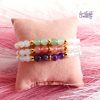 LYSANDRA || Bracelet Elastique fait-main en Perles Amethyste, Aventurine & Quartz Cerise