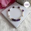 LYSANDRA || Bracelet Elastique fait-main en Perles Amethyste, Aventurine & Quartz Cerise