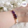 LYSANDRA || Bracelet Elastique fait-main en Perles Amethyste, Aventurine & Quartz Cerise