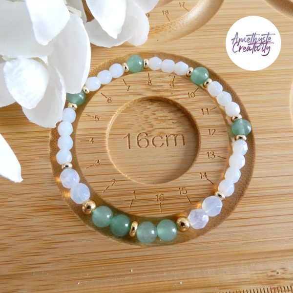 LYSANDRA || Bracelet Elastique fait-main en Perles Amethyste, Aventurine & Quartz Cerise