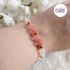 LYSANDRA || Bracelet Elastique fait-main en Perles Amethyste, Aventurine & Quartz Cerise