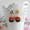 LYSEA || Boucles d'oreilles Crochetées Fait Main en Acier Inoxydable et Perles “Miyuki” - Noir & Rouge