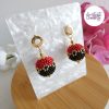 LYSEA || Boucles d'oreilles Crochetées Fait Main en Acier Inoxydable et Perles “Miyuki” - Noir & Rouge