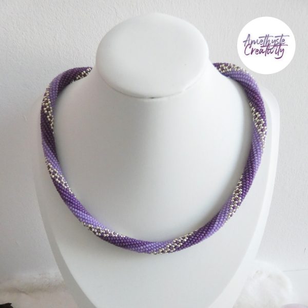 LYSEA || Collier Crocheté Fait Main en Acier Inoxydable et Perles “Miyuki” - Violet