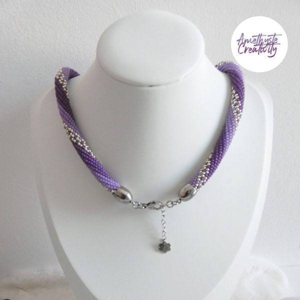 LYSEA || Collier Crocheté Fait Main en Acier Inoxydable et Perles “Miyuki” - Violet