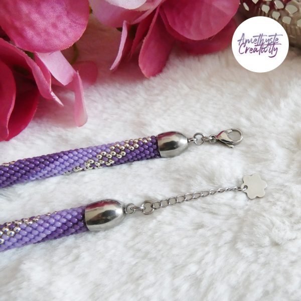 LYSEA || Collier Crocheté Fait Main en Acier Inoxydable et Perles “Miyuki” - Violet