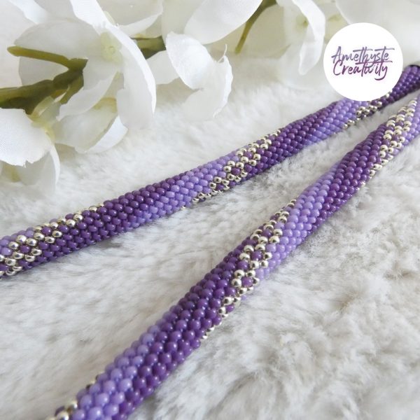 LYSEA || Collier Crocheté Fait Main en Acier Inoxydable et Perles “Miyuki” - Violet
