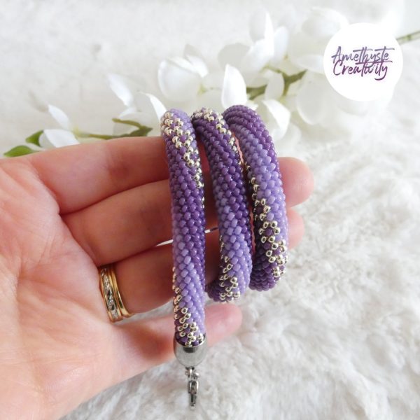 LYSEA || Collier Crocheté Fait Main en Acier Inoxydable et Perles “Miyuki” - Violet