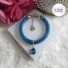 SAPHYRA || Bracelet Fin avec Breloque Fait Main Crocheté En Perles “Miyuki” - Bleu Saphir