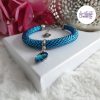 SAPHYRA || Bracelet Fin avec Breloque Fait Main Crocheté En Perles “Miyuki” - Bleu Saphir