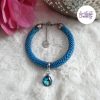 SAPHYRA || Bracelet Fin avec Breloque Fait Main Crocheté En Perles “Miyuki” - Bleu Saphir