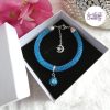SAPHYRA || Bracelet Fin avec Breloque Fait Main Crocheté En Perles “Miyuki” - Bleu Saphir
