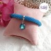 SAPHYRA || Bracelet Fin avec Breloque Fait Main Crocheté En Perles “Miyuki” - Bleu Saphir