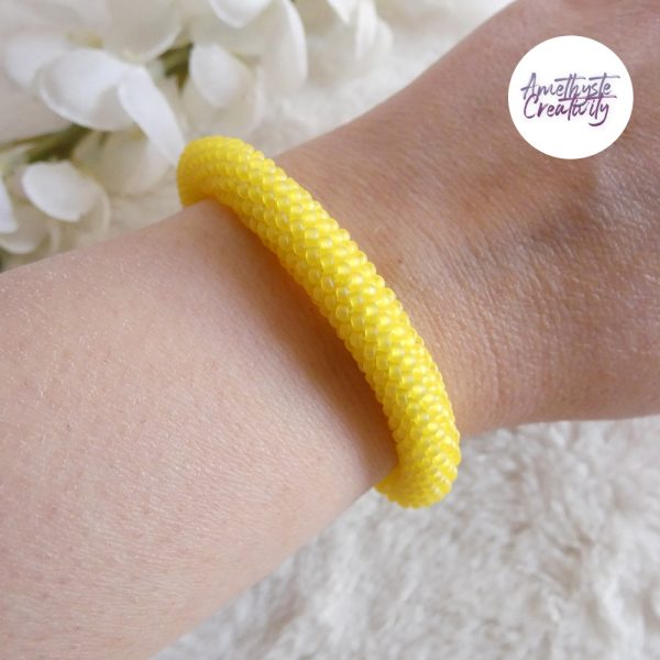 SUNNY || Bracelet Fait Main Crocheté En Perles “Miyuki” - Jaune Mat