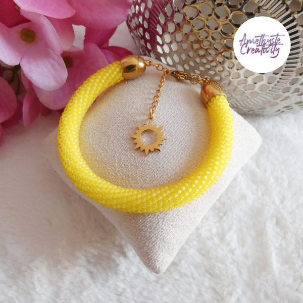 SUNNY || Bracelet Fait Main Crocheté En Perles “Miyuki” - Jaune Mat