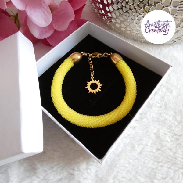 SUNNY || Bracelet Fait Main Crocheté En Perles “Miyuki” - Jaune Mat