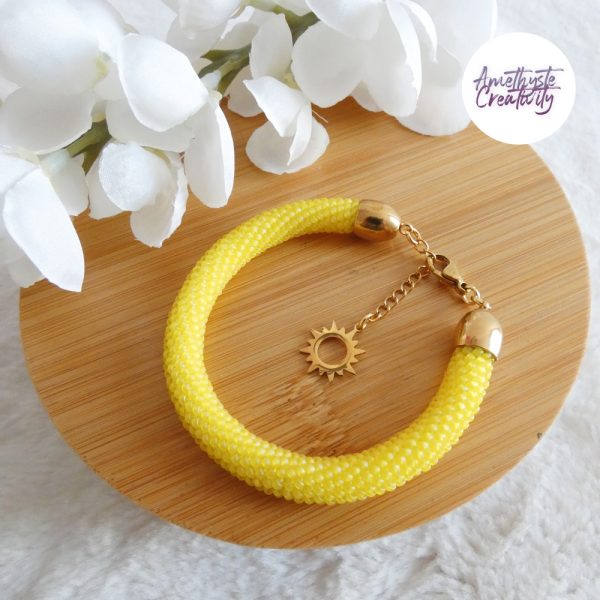 SUNNY || Bracelet Fait Main Crocheté En Perles “Miyuki” - Jaune Mat
