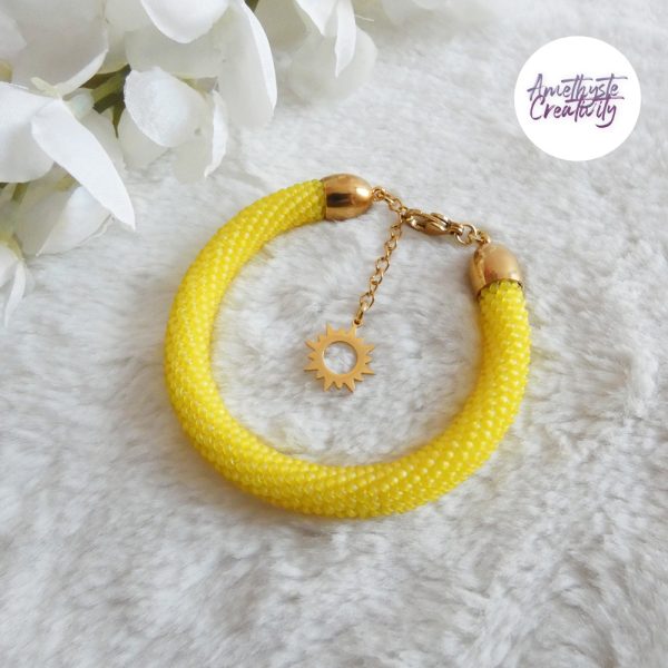 SUNNY || Bracelet Fait Main Crocheté En Perles “Miyuki” - Jaune Mat