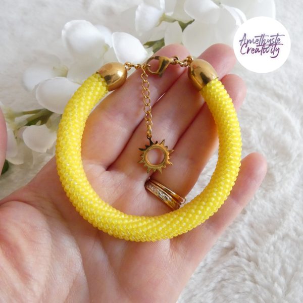 SUNNY || Bracelet Fait Main Crocheté En Perles “Miyuki” - Jaune Mat