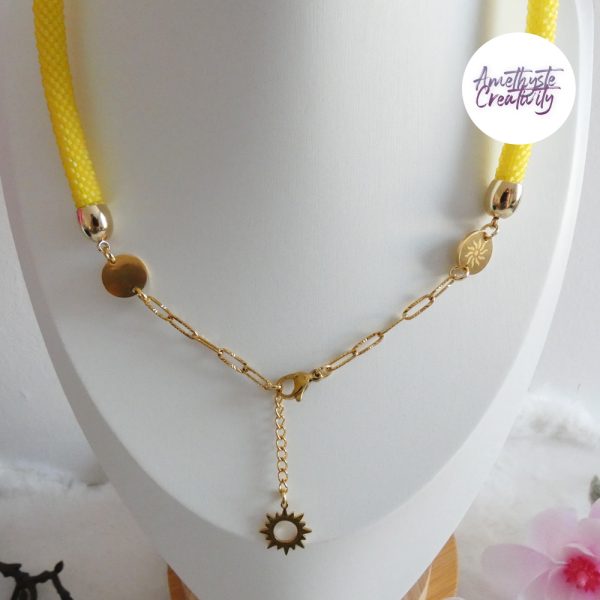 SUNNY || Collier Fait Main Crocheté En Perles “Miyuki” - Jaune Mat