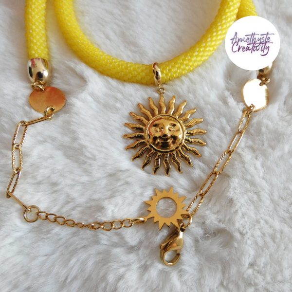 SUNNY || Collier Fait Main Crocheté En Perles “Miyuki” - Jaune Mat