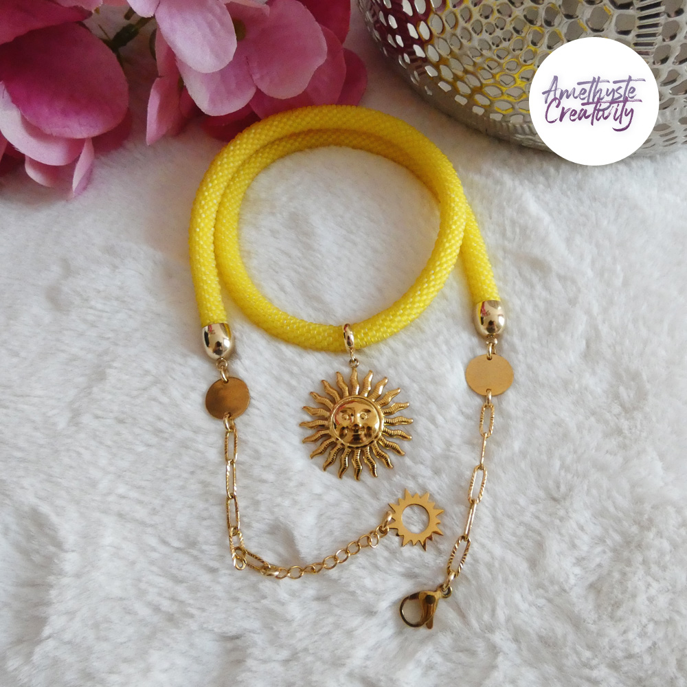 SUNNY || Collier Fait Main Crocheté En Perles “Miyuki” - Jaune Mat