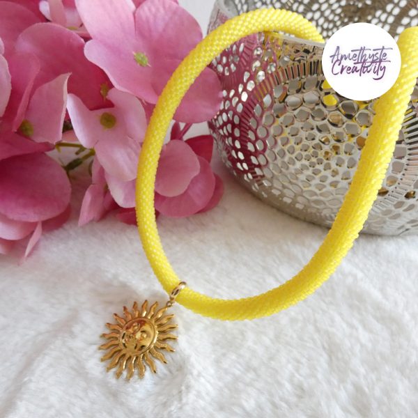 SUNNY || Collier Fait Main Crocheté En Perles “Miyuki” - Jaune Mat
