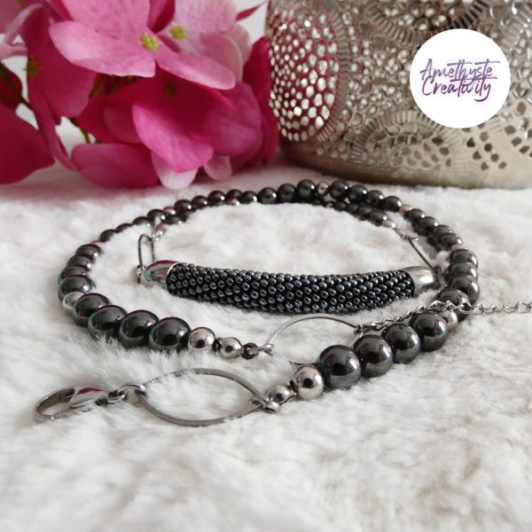 OBSCYRA || Collier Crocheté Fait Main En Acier Inoxydable Et Perles “Miyuki” & Hematite