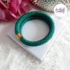 Bracelet Mémoire Sans Fermoir Crocheté Fait Main en Perles "Miyuki" - Vert Emeuraude