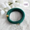 Bracelet Mémoire Sans Fermoir Crocheté Fait Main en Perles "Miyuki" - Vert Emeuraude